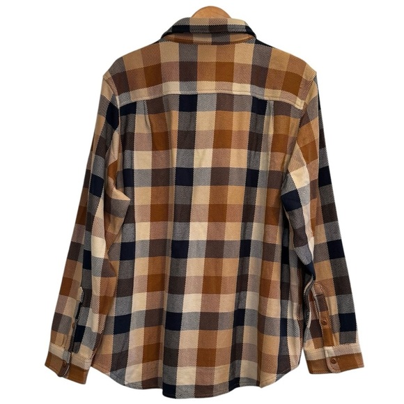 Outerknown Blanket Shirt Jacket Button Down Brown Blue Cream NWT Pockets XXL - Picture 2 of 6